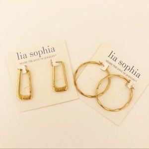 Two sets of Lia Sophia Gold hoops